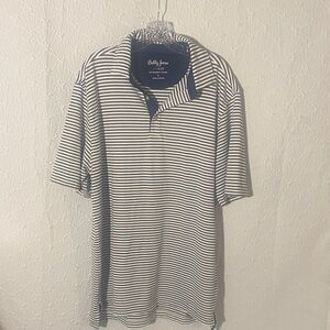 Bobby Jones Men's Black and White Striped Polo Golf Shirt Dadcore Country Club